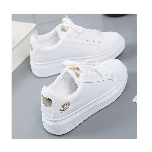 Embroidered Lace-Up Casual Sneakers