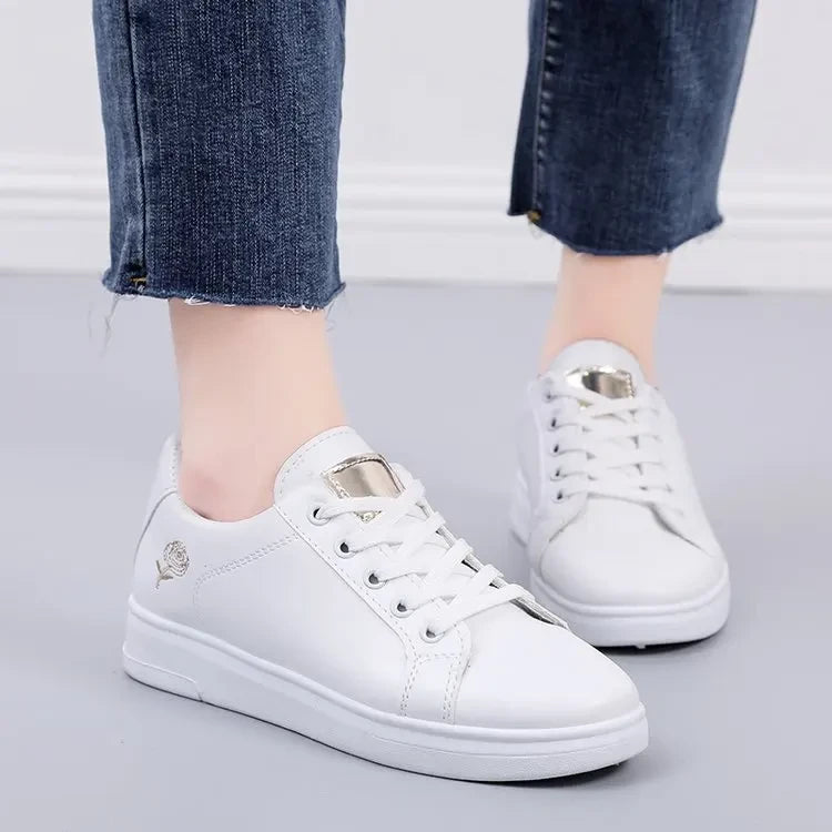 Embroidered Lace-Up Casual Sneakers