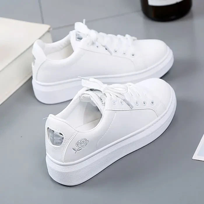 Embroidered Lace-Up Casual Sneakers