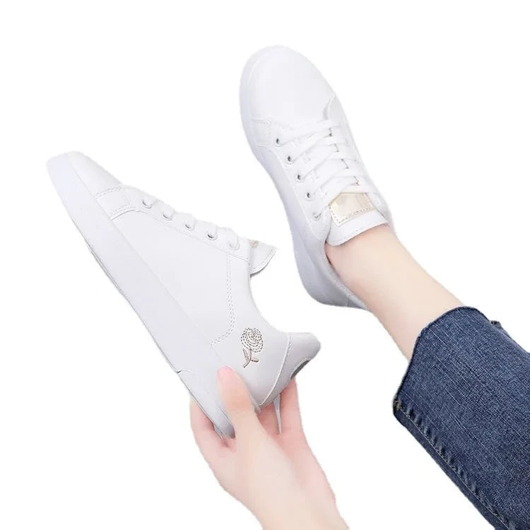 Embroidered Lace-Up Casual Sneakers