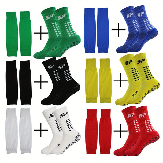 Non-Slip Athletic Grip Socks and Compression Sleeves