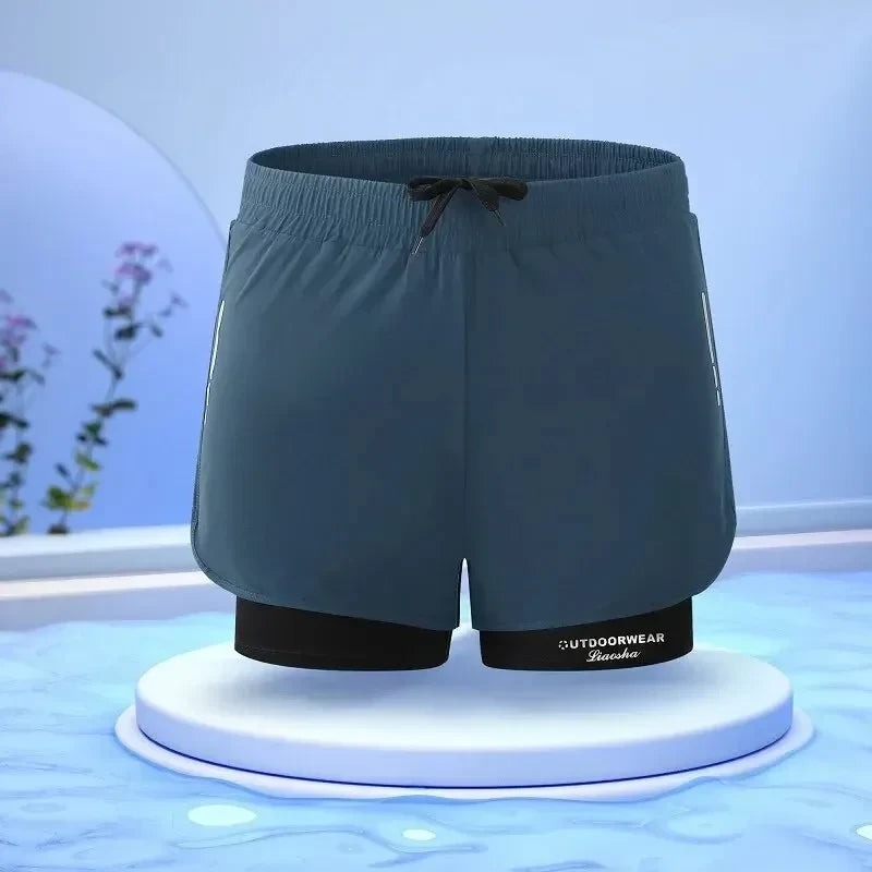 Athletic Swim Trunks with Compression Liner