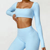 Square-Neck Long-Sleeve Yoga Crop Top