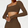 Square-Neck Long-Sleeve Yoga Crop Top