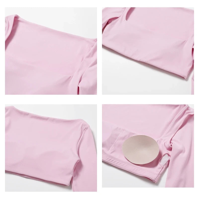 Square-Neck Long-Sleeve Yoga Crop Top