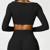 Square-Neck Long-Sleeve Yoga Crop Top