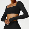 Square-Neck Long-Sleeve Yoga Crop Top