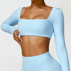 Square-Neck Long-Sleeve Yoga Crop Top