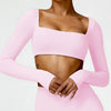 Square-Neck Long-Sleeve Yoga Crop Top